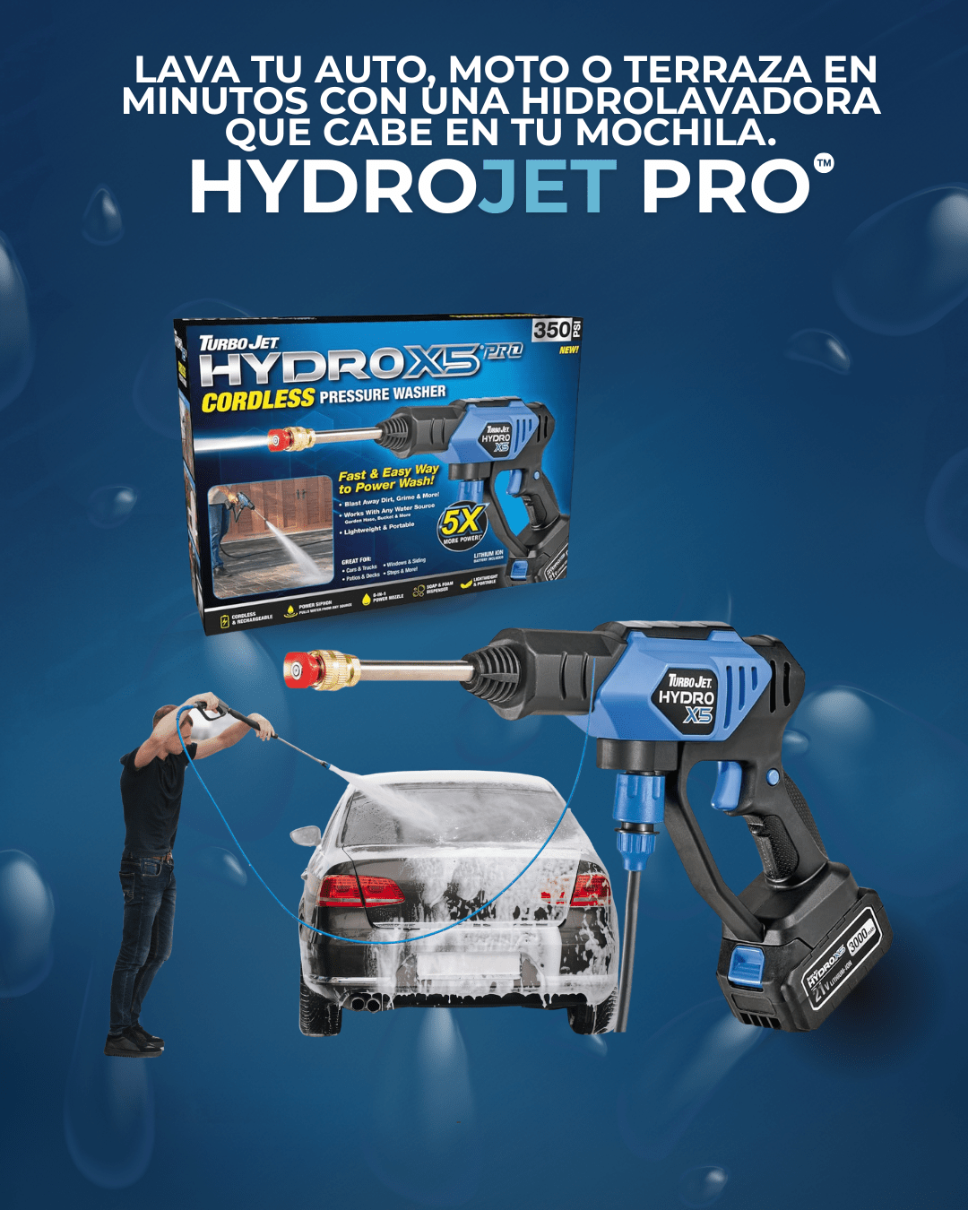 HydroJet Pro™ – Hidrolavadora Inalámbrica Portátil de Alta Presión + Garantía extendida - Shopful