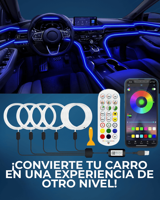 Luces LED RGB Inteligentes para Interior de Carro – Control por App + Modo Música + Garantía extendida - Shopful