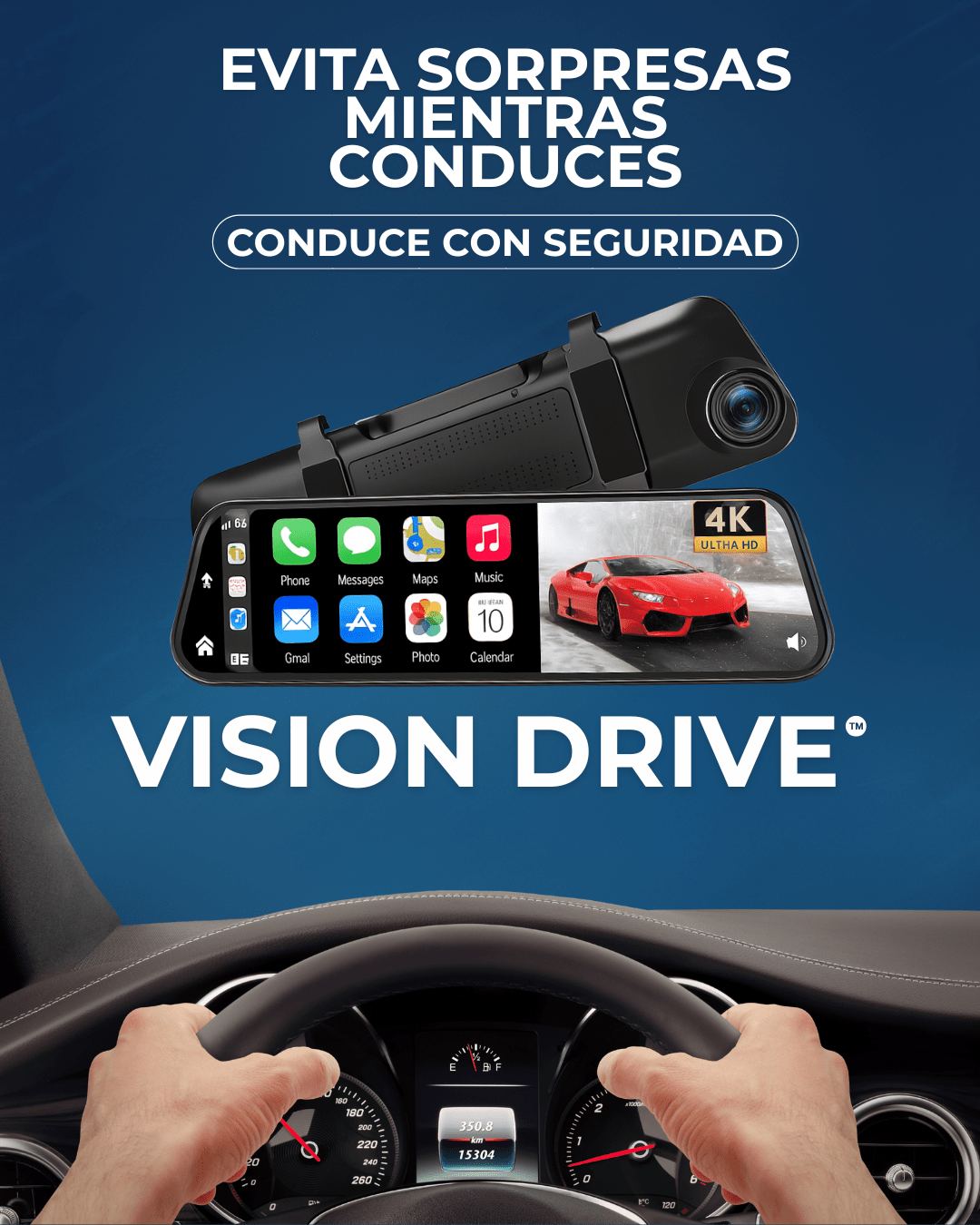 Retrovisor VISION DRIVE PRO 4K™ – Tu copiloto invisible + Garantia Extendida - Shopful