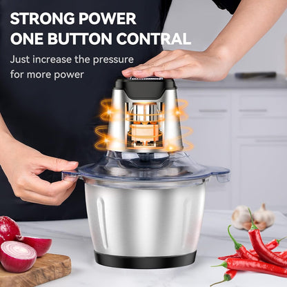 SteelChop™ – Picador Eléctrico de Alimentos con Cuchillas de Acero Inoxidable - Shopful