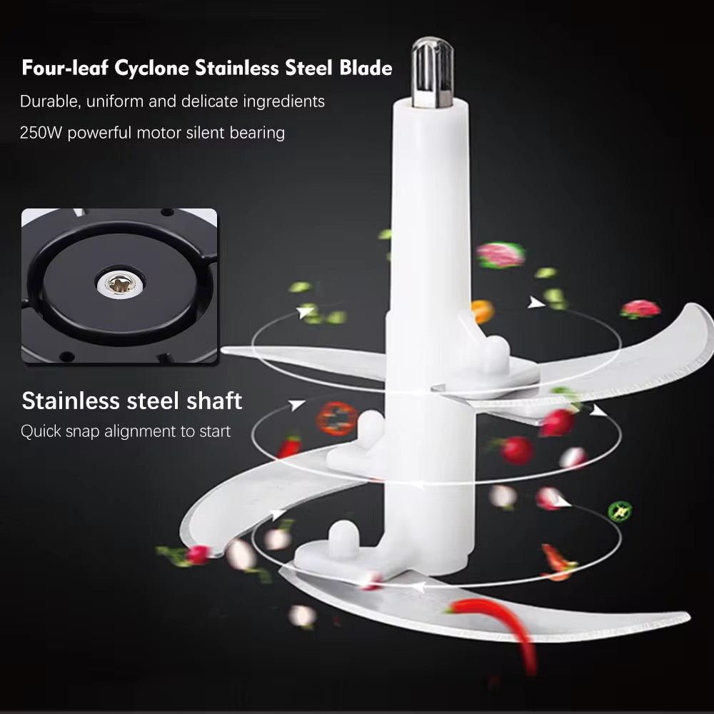 SteelChop™ – Picador Eléctrico de Alimentos con Cuchillas de Acero Inoxidable - Shopful
