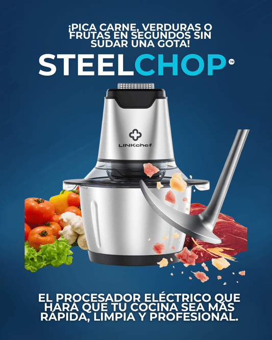 SteelChop™ – Picador Eléctrico de Alimentos con Cuchillas de Acero Inoxidable - Shopful