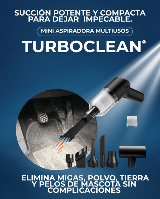 TurboClean™ – Potente mini aspiradora premium Inalámbrica Multiusos+ Garantia extendida - Shopful